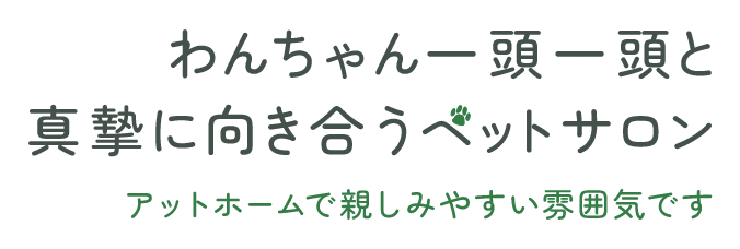 わんちゃん一頭一頭と真摯に向き合いペットサロンアットホームで親しみやすい雰囲気です