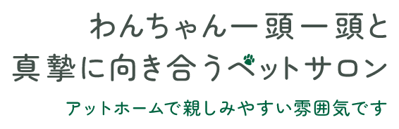 わんちゃん一頭一頭と真摯に向き合いペットサロンアットホームで親しみやすい雰囲気です